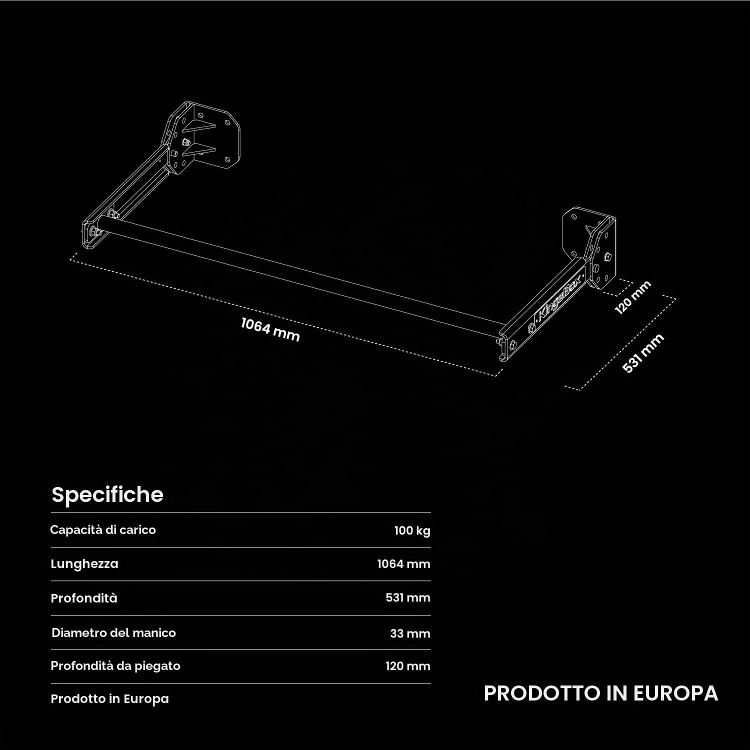 kingsbox-sbarra-trazioni-pieghevole-a-muro-soffitto-regolabile-made-in-europe image 3