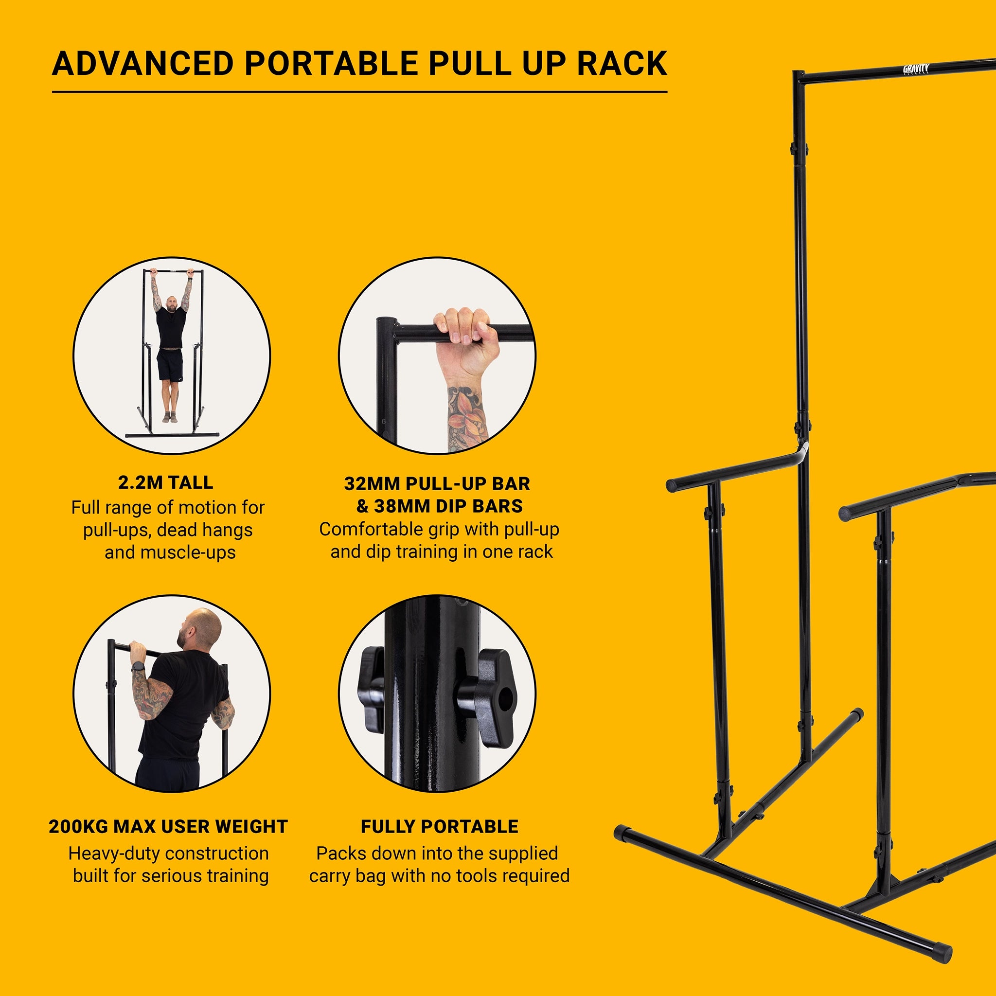 gravity-fitness-advanced-portable-pull-up-rack-2-2-m-200-kg image 2