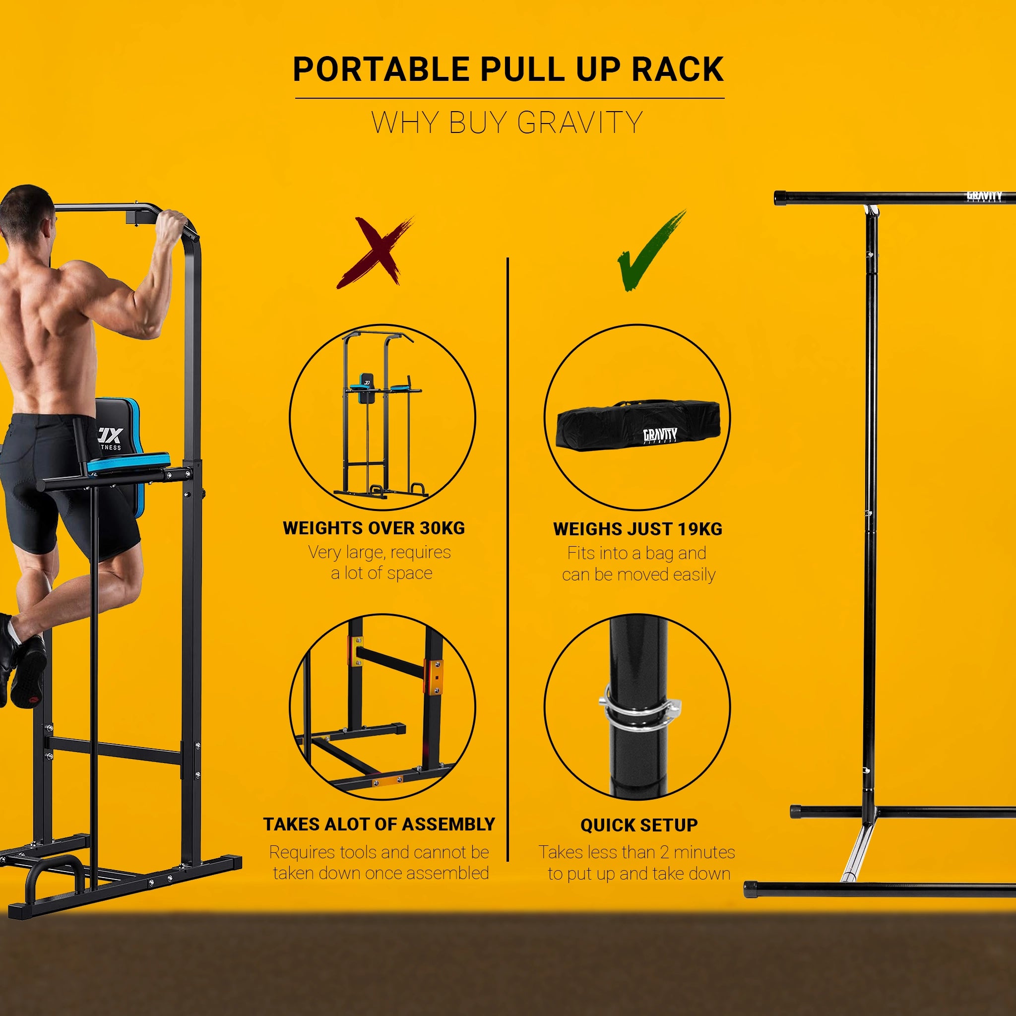 gravity-fitness-portable-pull-up-rack-con-kit-estensione image 5
