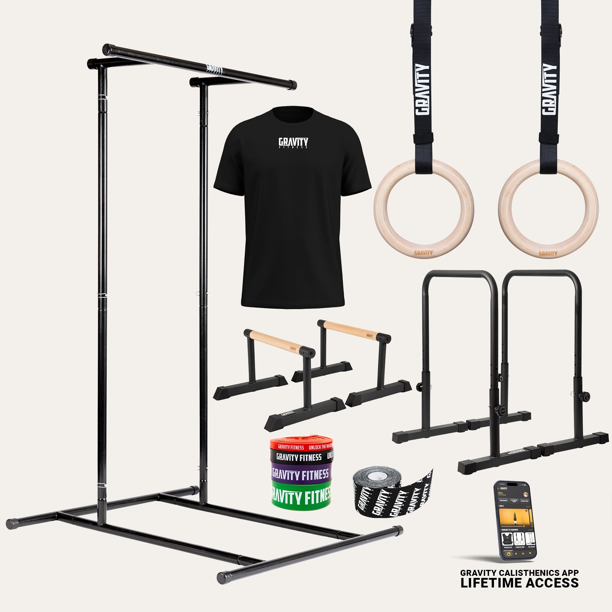 gravity-fitness-bundle-calisthenics-ultimate-parallele-rack-anelli image 1