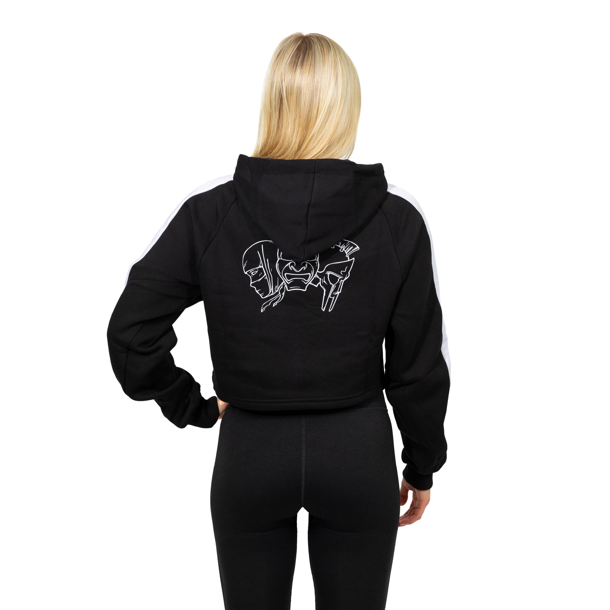 gravity-fitness-felpa-donna-cropped-con-cappuccio-logo-nero image 3