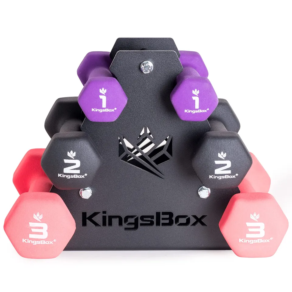 kingsbox-set-manubri-neoprene-1-2-3-kg-con-rack image 1