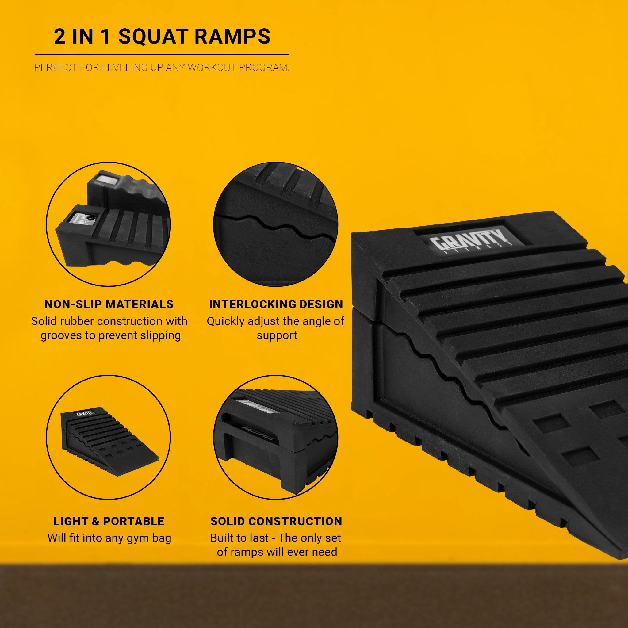 gravity-fitness-rampe-squat-2-in-1-in-gomma-solida-4-pezzi image 2