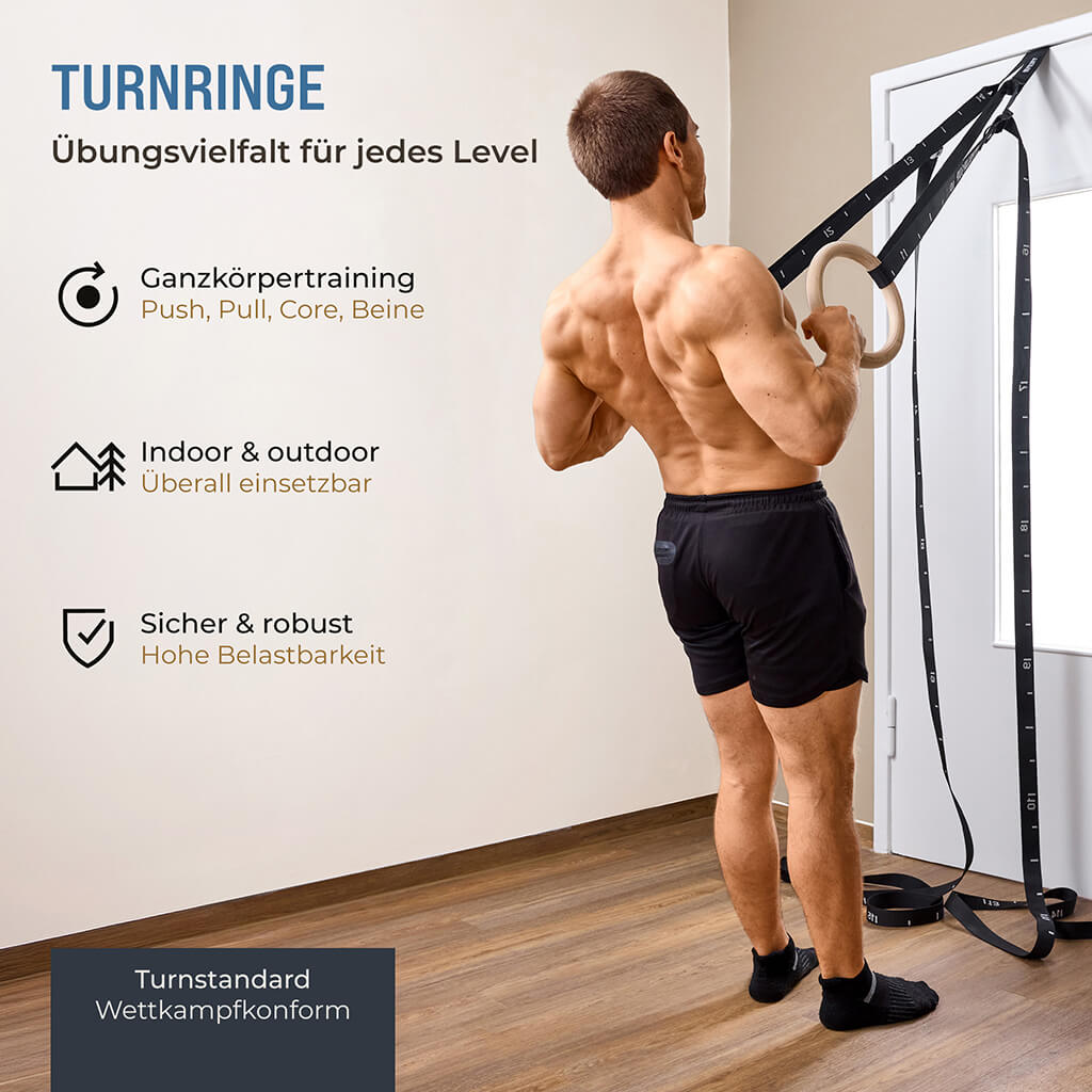 pullup-dip-anelli-da-ginnastica-in-legno-con-cinghie-e-ancoraggio-porta image 2