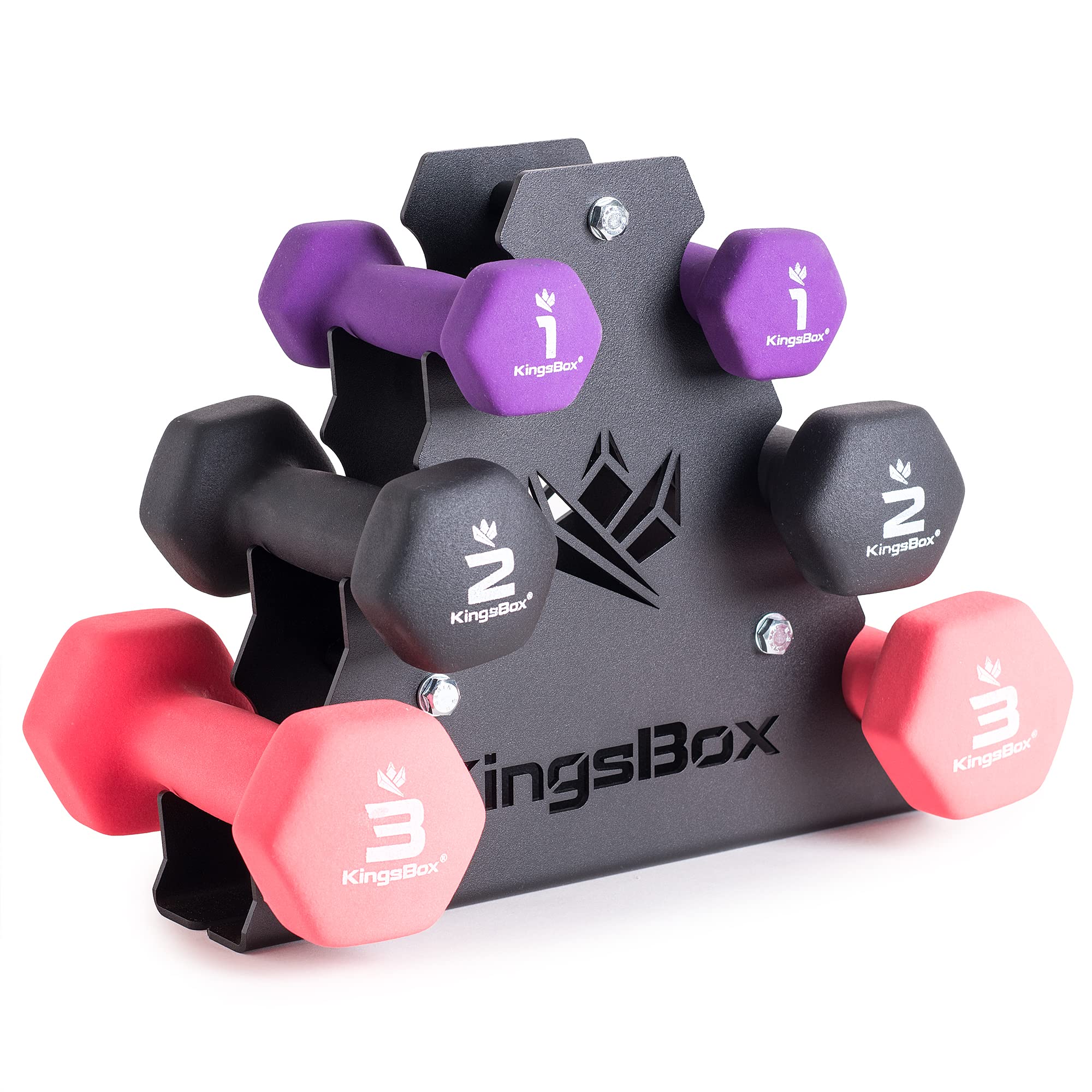kingsbox-set-manubri-neoprene-1-2-3-kg-con-rack image 2