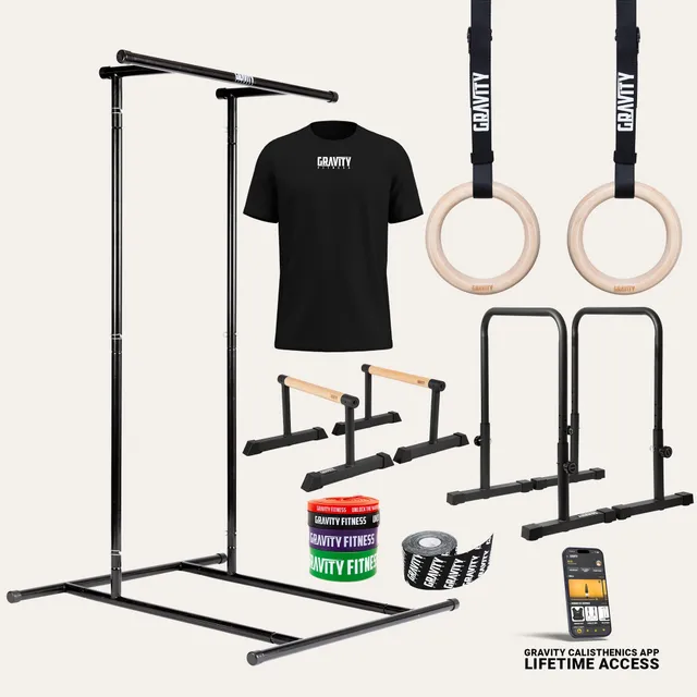gravity-fitness-bundle-calisthenics-ultimate-parallele-rack-anelli image 1