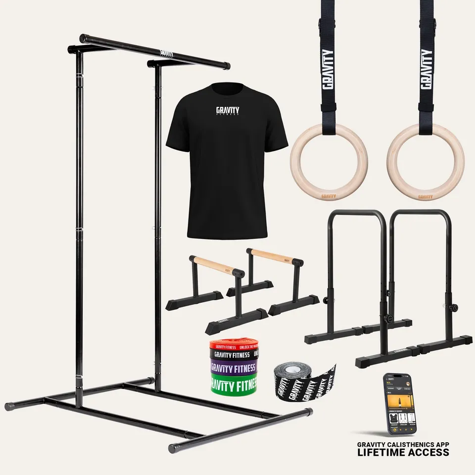 gravity-fitness-bundle-calisthenics-ultimate-parallele-rack-anelli image 1