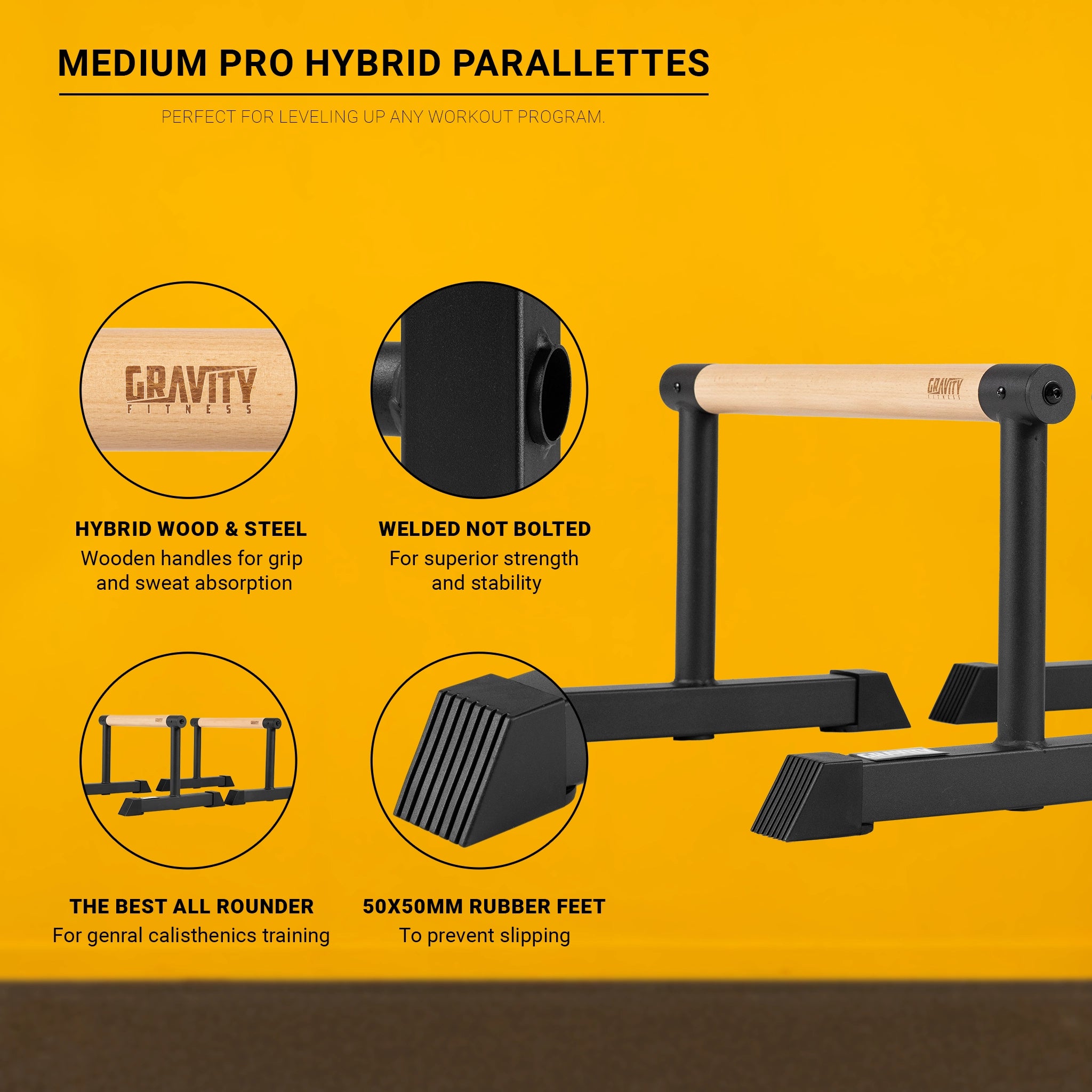 gravity-fitness-pro-hybrid-parallette-acciaio-legno-50x40x30-cm image 2