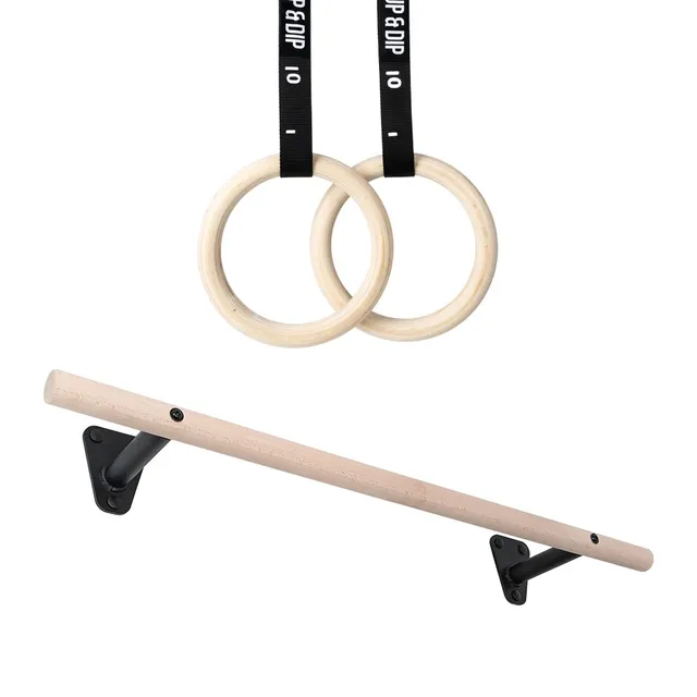 pullup-dip-set-sbarra-per-trazioni-a-muro-anelli-ginnici-in-legno image 1