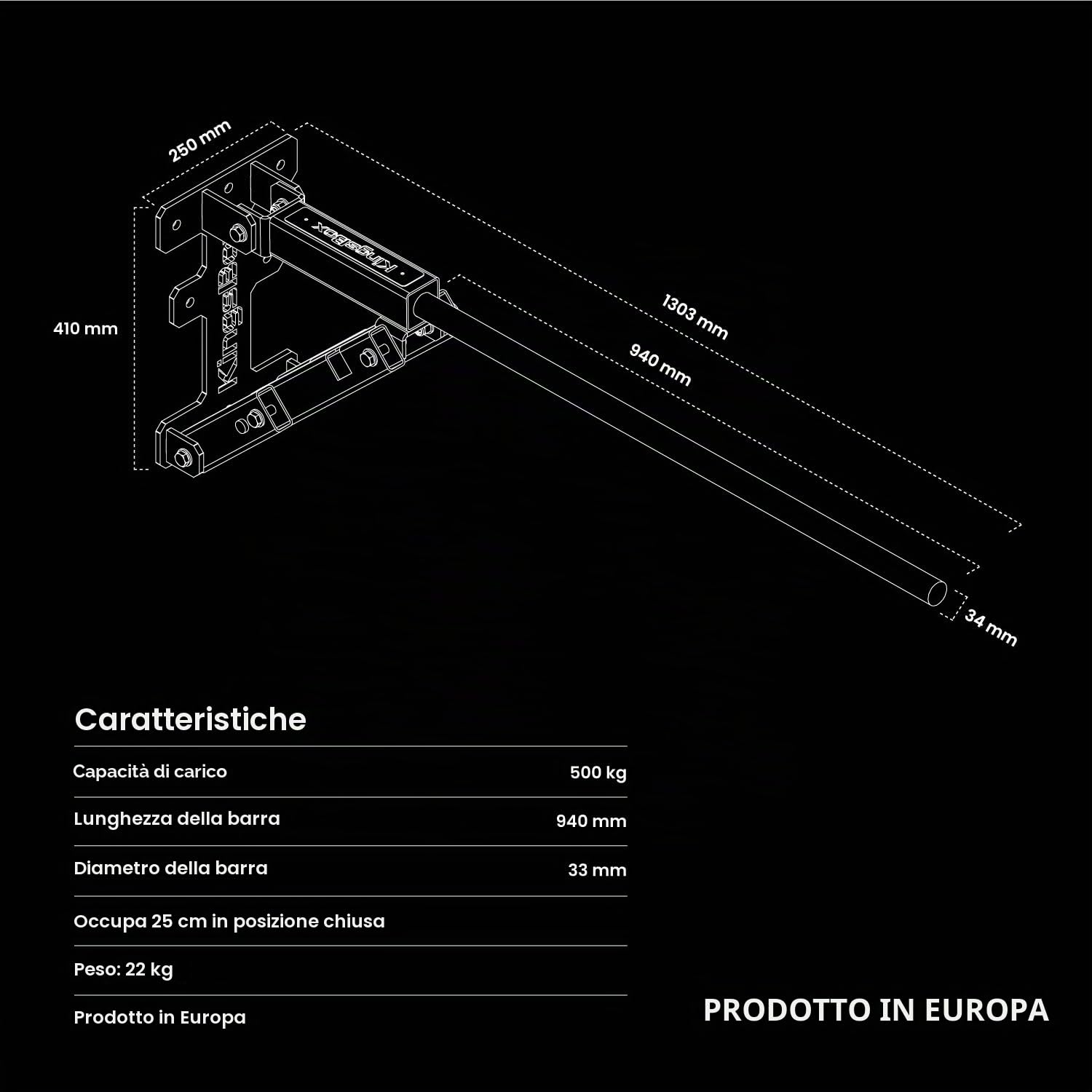 kingsbox-barra-trazioni-3-seconds-500-kg-94-cm-acciaio-interno-esterno image 2