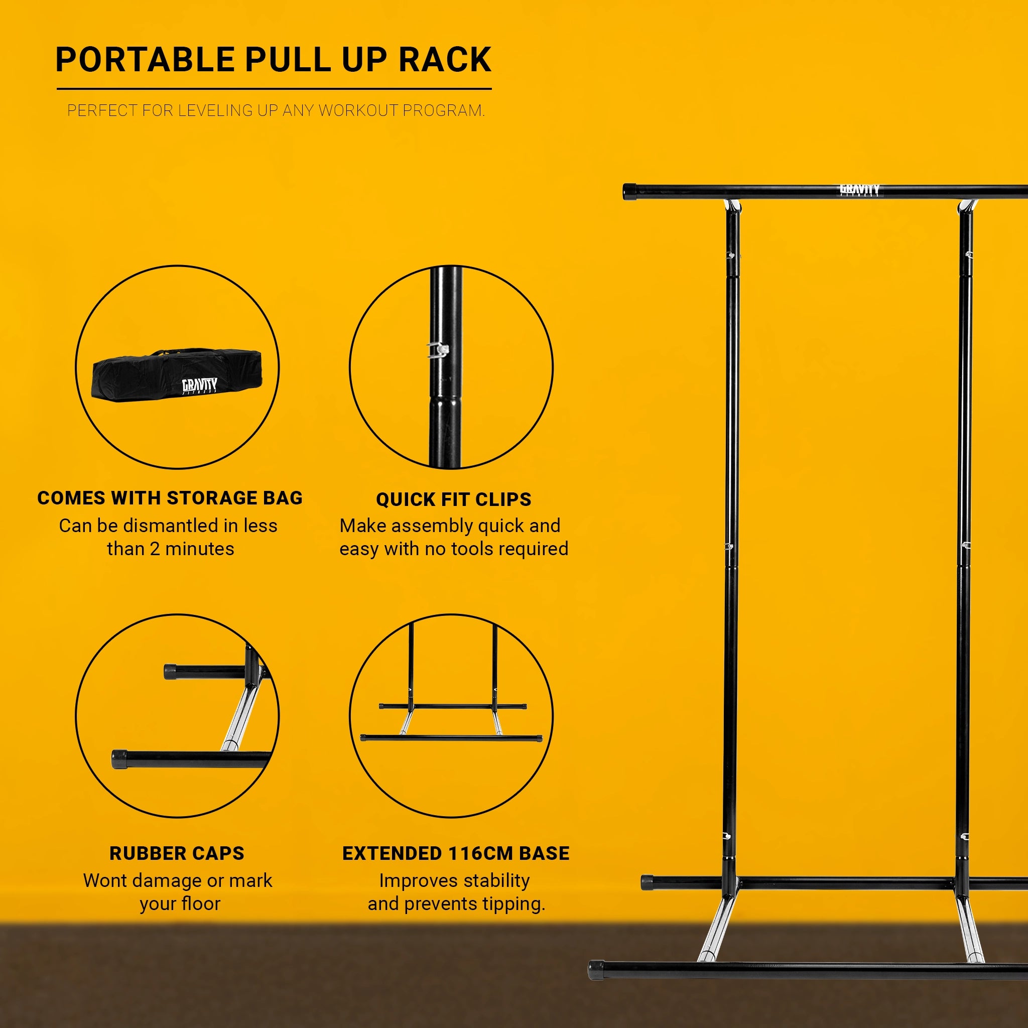 gravity-fitness-portable-pull-up-rack-con-kit-estensione image 2